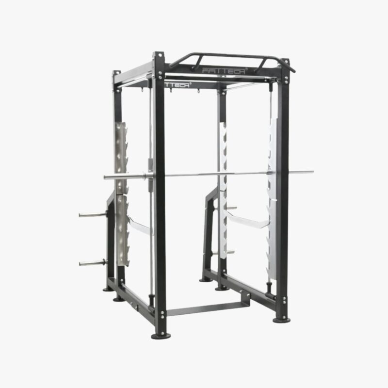 FFITTECH Multipower 3D FF6803D – Krafttrainingsstation mit geführter Langhantel, Rahmenkonstruktion und Scheibenaufnahmen