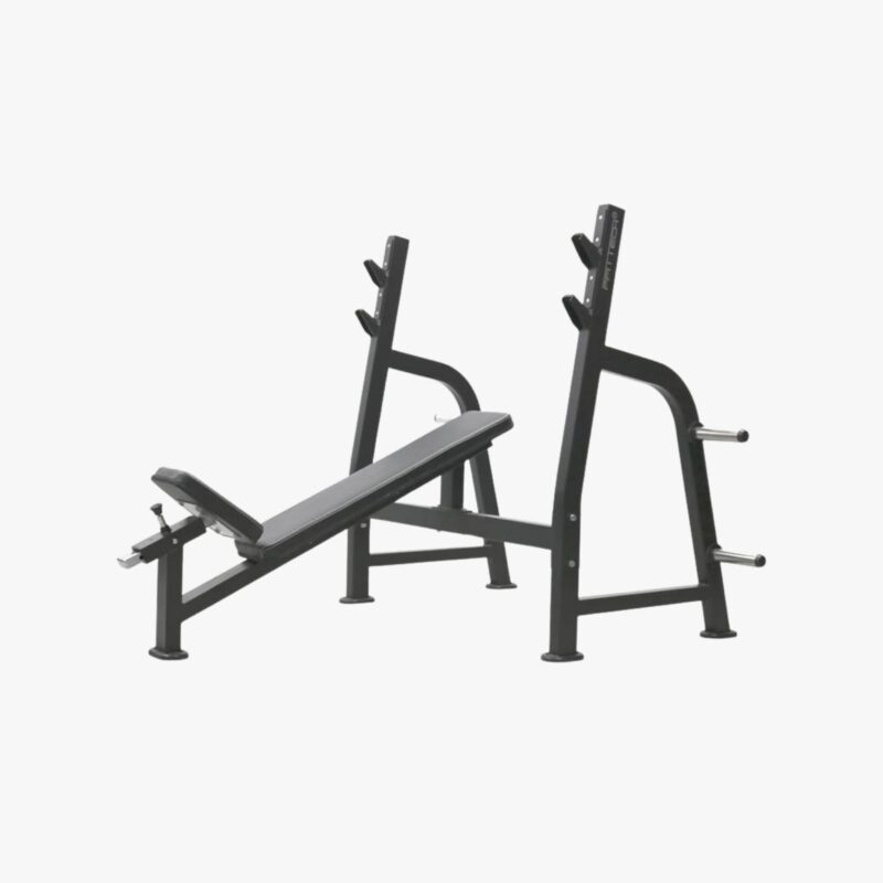 FFITTECH Olympic Incline Bench PG04 mit Schrägbank und Langhantelablage