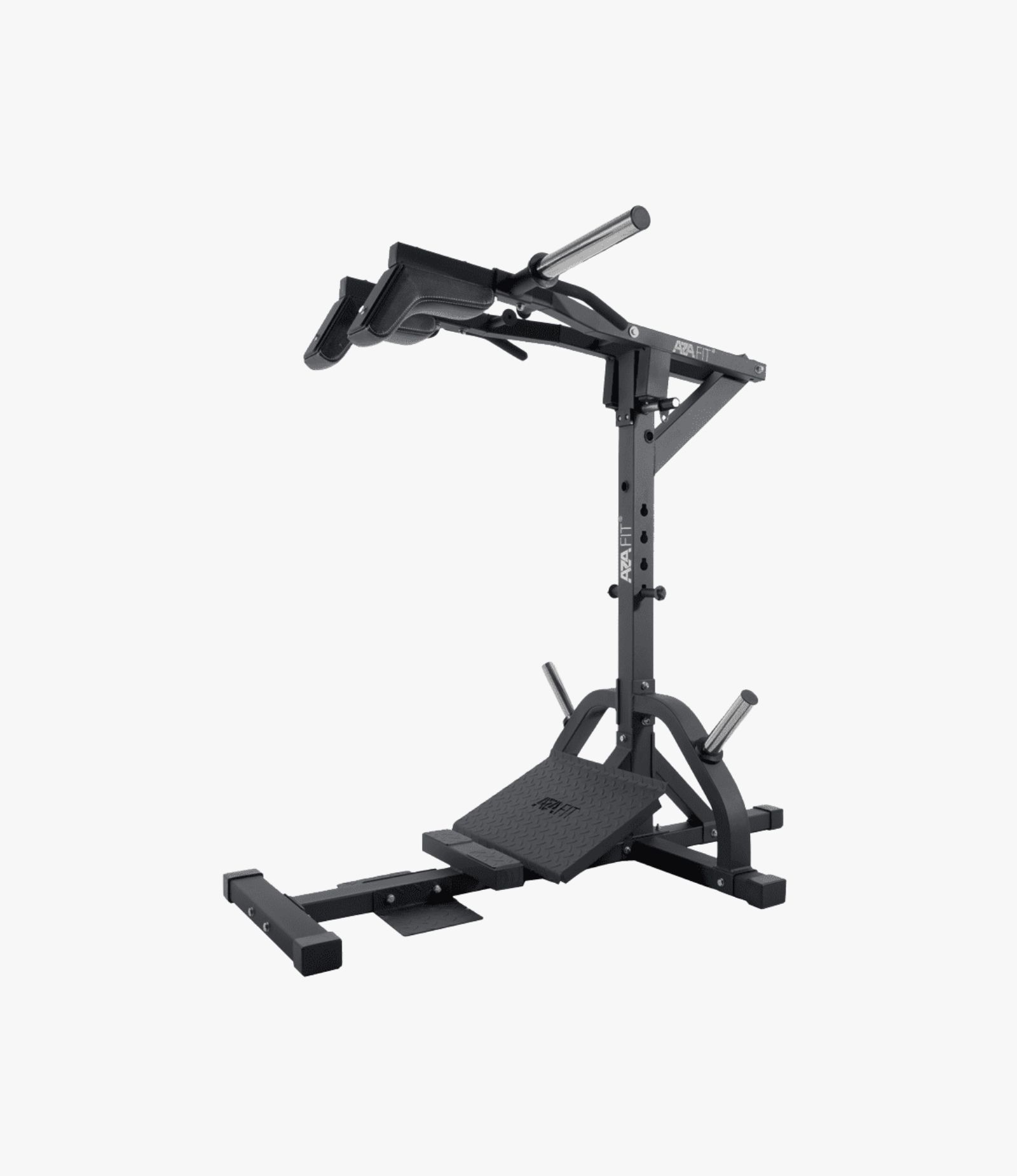 Aza Fit Vertical Hack Squat AZLSM12 – vertikale Hack-Squat-Maschine mit Schulterpolstern, Fußplattform und Hantelscheibenaufnahme