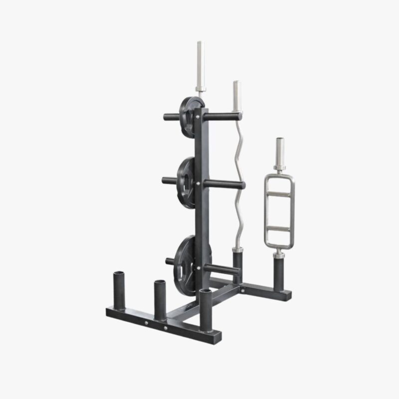 Aza Fit Bars and Weights Rack A015 / A015-1 – schwarzer Stahlständer für 6 Hantelstangen und 6 Hantelscheiben mit 28-mm- oder 50-mm-Aufnahme