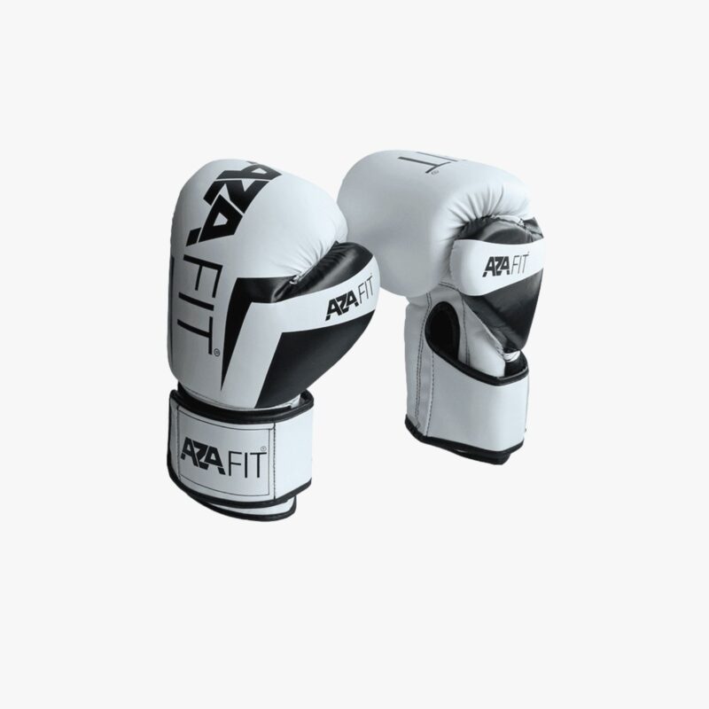 Aza Fit Boxing Gloves BOXGLOV.W – weiße Boxhandschuhe aus gepolstertem PU-Leder mit EVA-Schaum
