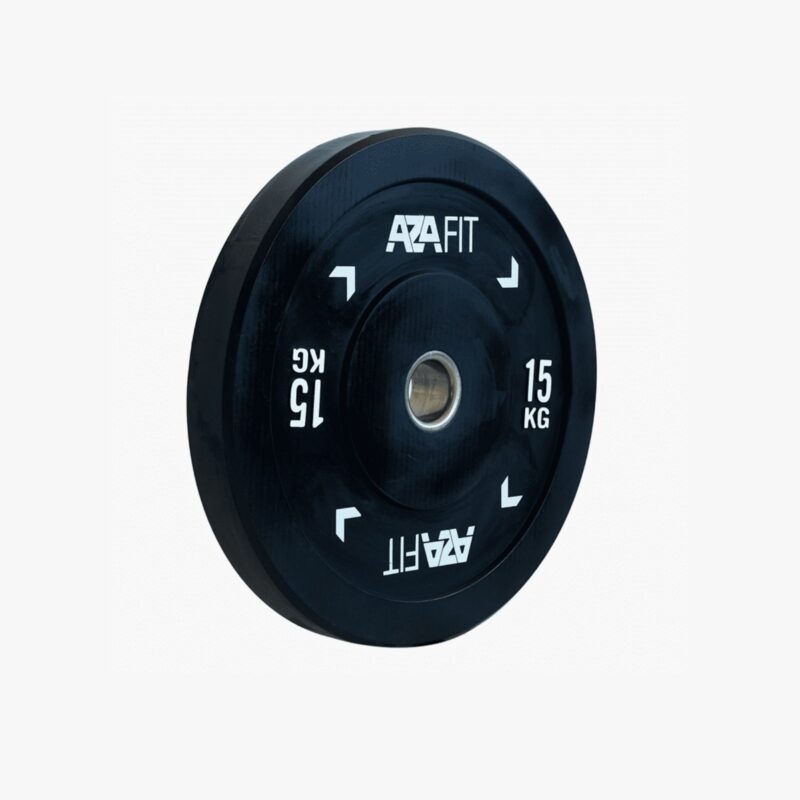 Aza Fit Bumper Plates DEFBP – schwarze gummibeschichtete Bumper Plates mit 50-mm-Aufnahme in 5 kg bis 25 kg