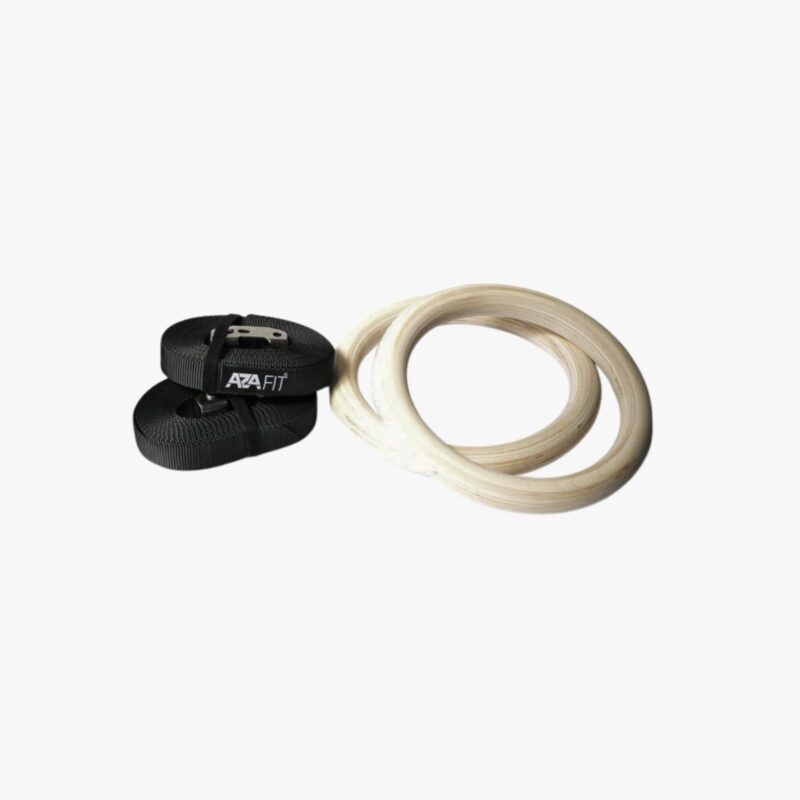 Aza Fit Cross-training Wood Rings A036-2 – Holzringe mit verstellbaren Nylonriemen für funktionelles Körpergewichts- und Ringtraining
