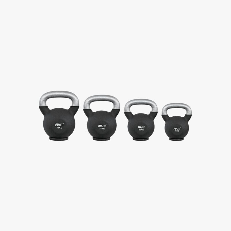Aza Fit Kettlebells A019 – schwarze gummibeschichtete Kugelhanteln aus Stahl in Gewichtsausführungen von 4 kg bis 28 kg