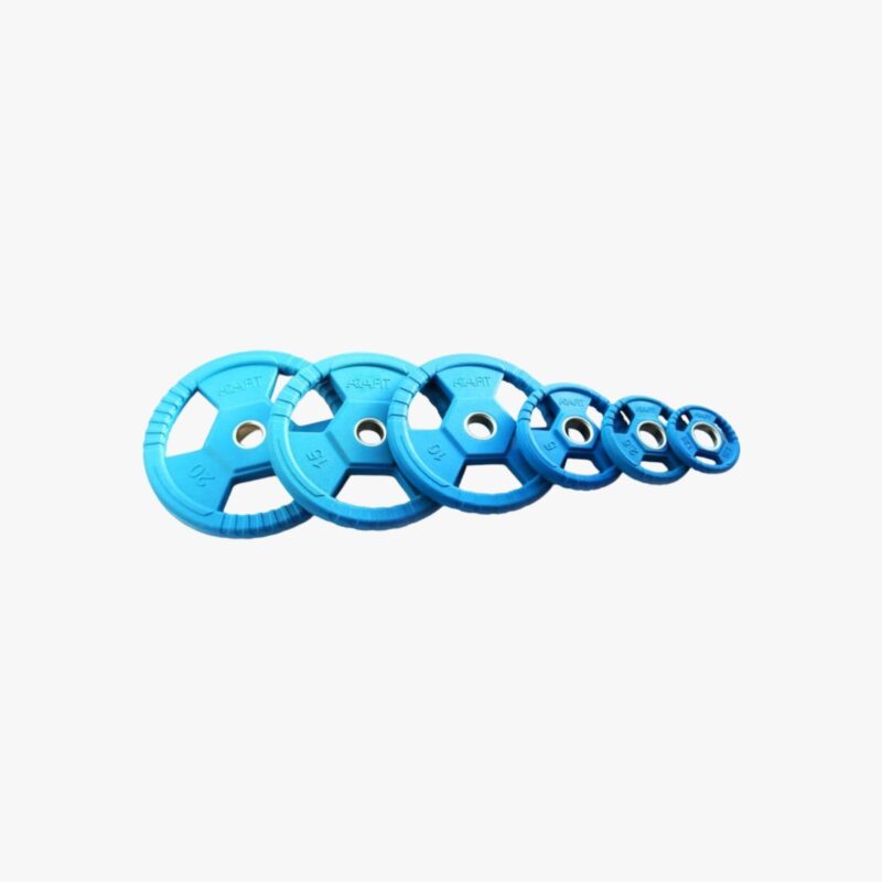 Aza Fit Olympic Weights AZA014 – blaue gummibeschichtete Hantelscheiben aus Gusseisen mit 50-mm-Aufnahme