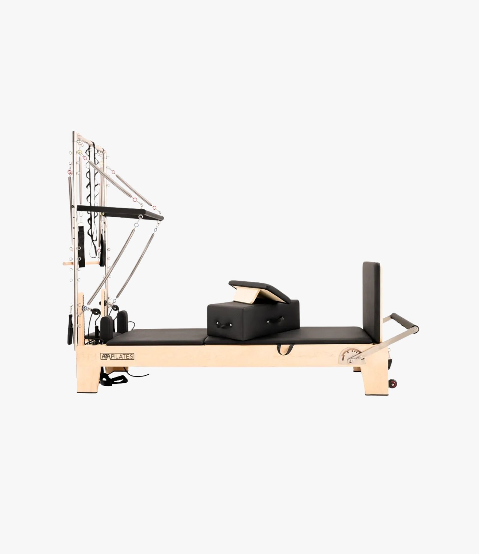 Aza Pilates Pilates Reformer Tower AZAP-RTNEW – Pilates Reformer mit Tower, 8 Tower-Federn und 6 Reformer-Widerstandsfedern in 245 × 75 × 198 cm