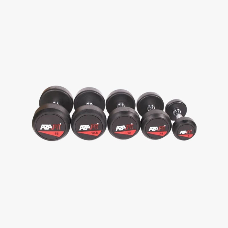 Aza Fit Rubber Dumbbells AZA012 – gummibeschichtete Kurzhanteln aus Stahl von 2,5 kg bis 50 kg, paarweise erhältlich