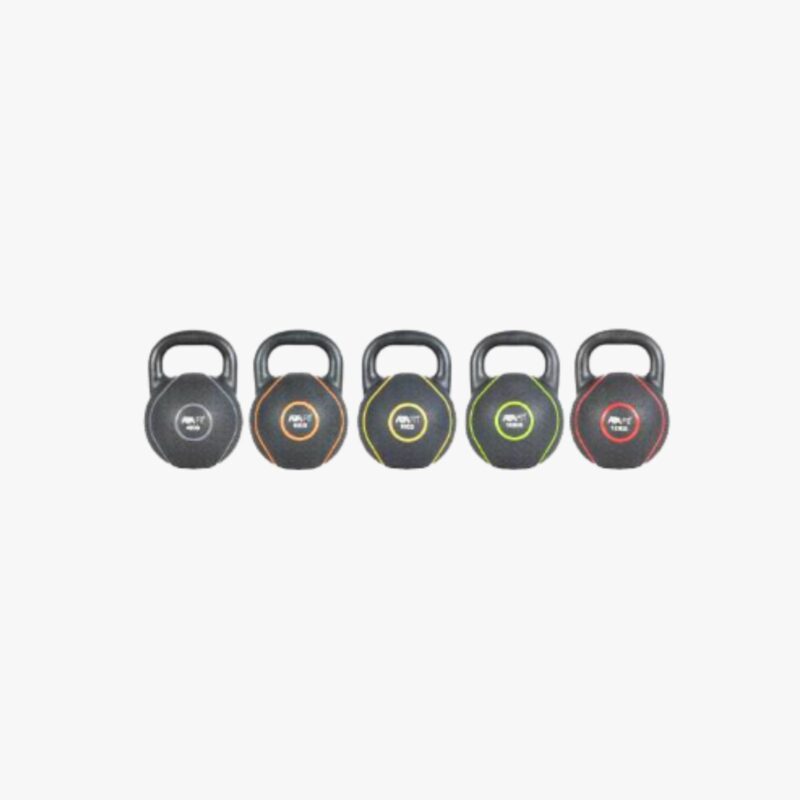 Aza Fit Rubber Kettlebells KBB – schwarze gummibeschichtete Kugelhanteln aus Stahl von 4 kg bis 20 kg