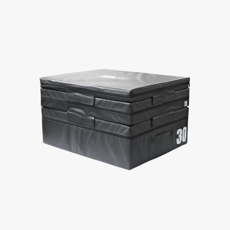 Aza Fit Soft Plyo Box PBOX.S – schwarze Schaumstoff-Plyobox mit drei unterschiedlichen Höhen für funktionelles Sprung- und Plyometrietraining
