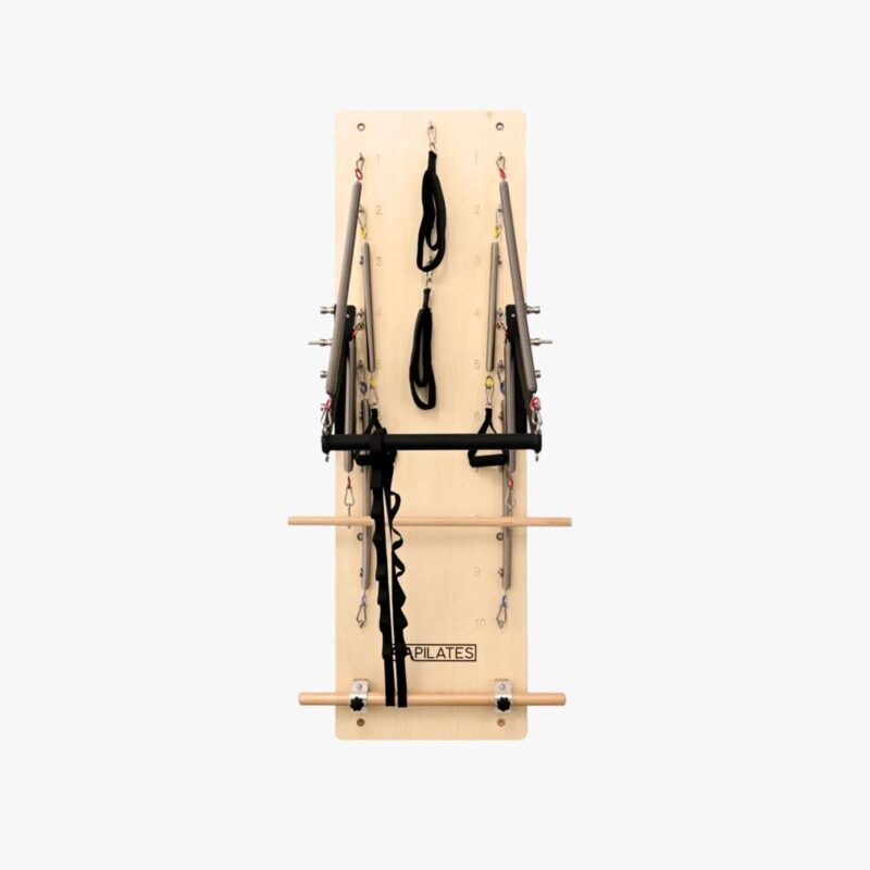 Aza Pilates Spring Wall AZAP-SWALLNEW – wandmontiertes Pilatesgerät mit acht Stahlfedern und Abmessungen von 182,5 × 55,5 × 18 cm