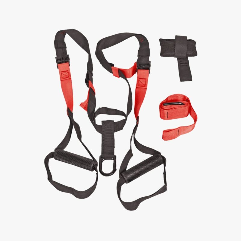 Aza Fit Suspension Trainer A036-1 – schwarz-rotes Schlingentrainingssystem mit verstellbaren Nylonriemen und Griffen