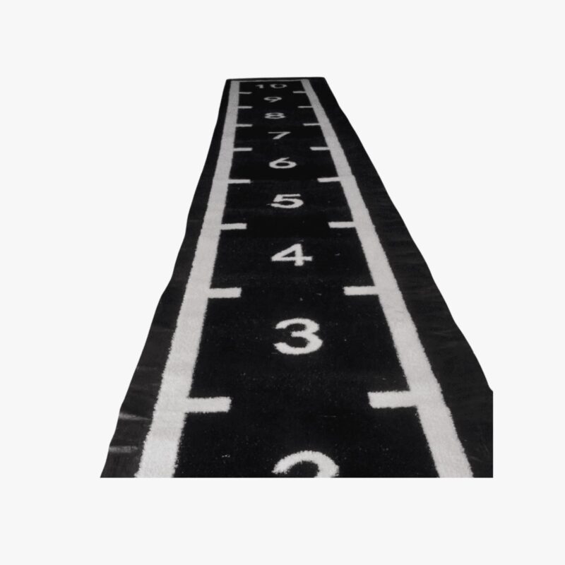 Aza Fit Synthetic Grass Black Numbers A038-BL – schwarze Kunstrasen-Trainingsbahn mit weißen Zahlenmarkierungen in 1000 × 100 cm