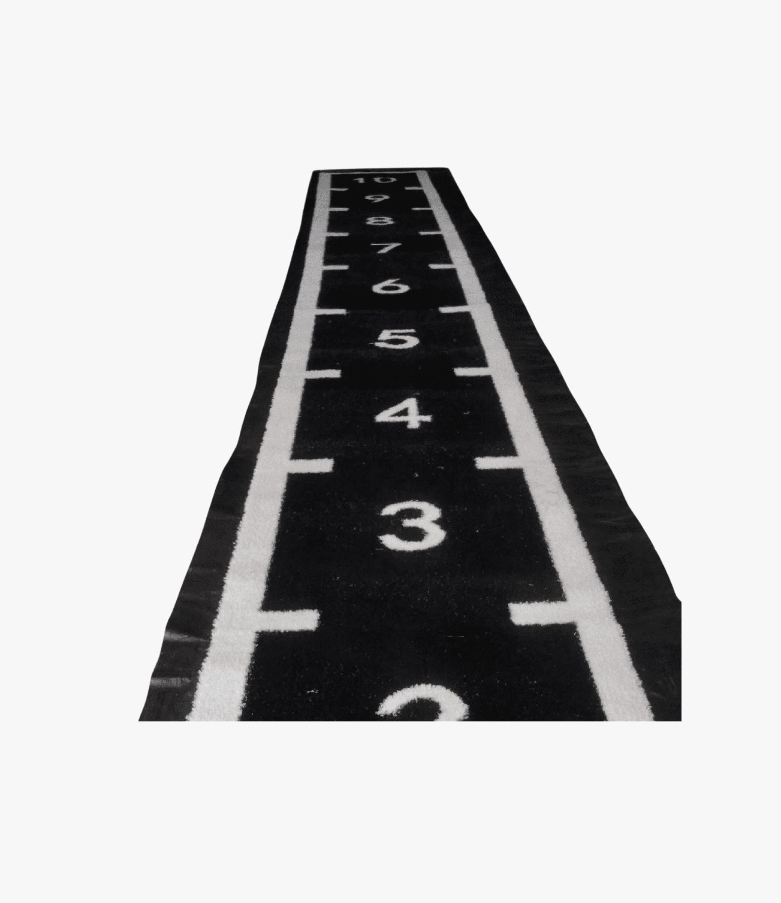 Aza Fit Synthetic Grass Black Numbers A038-BL – schwarze Kunstrasen-Trainingsbahn mit weißen Zahlenmarkierungen in 1000 × 100 cm