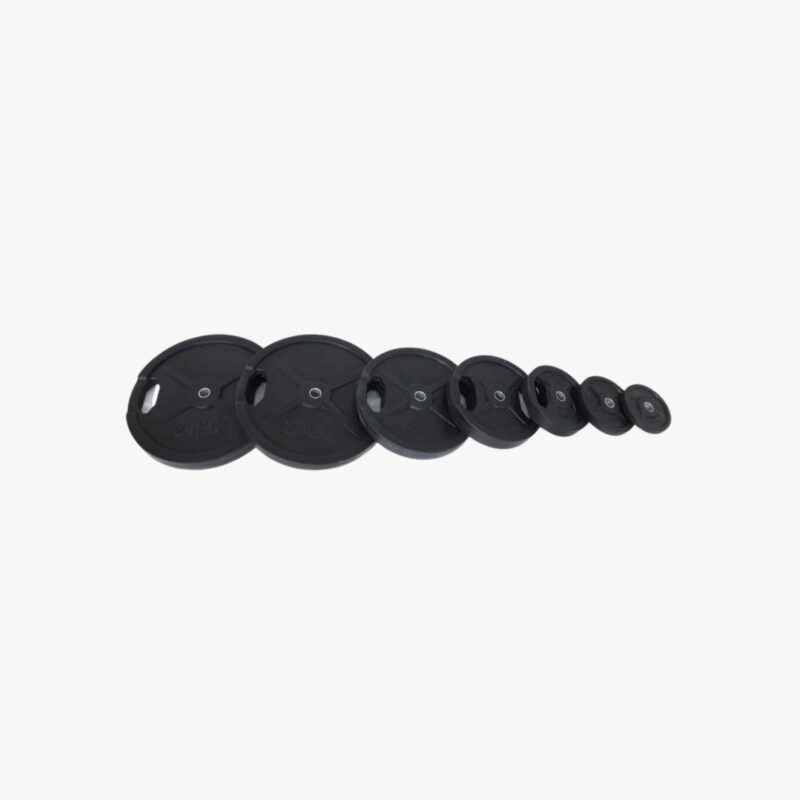 Aza Fit Weights A014 – schwarze gummibeschichtete Hantelscheiben aus Gusseisen mit 28 mm oder 50 mm Bohrung